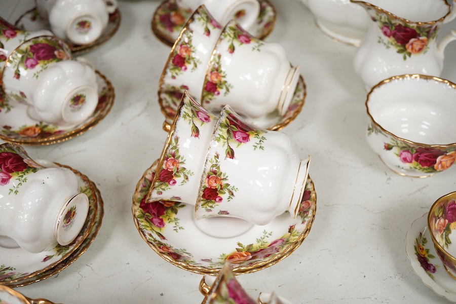 A Royal Albert Old Country roses part tea and coffee set to include trios and milk jug